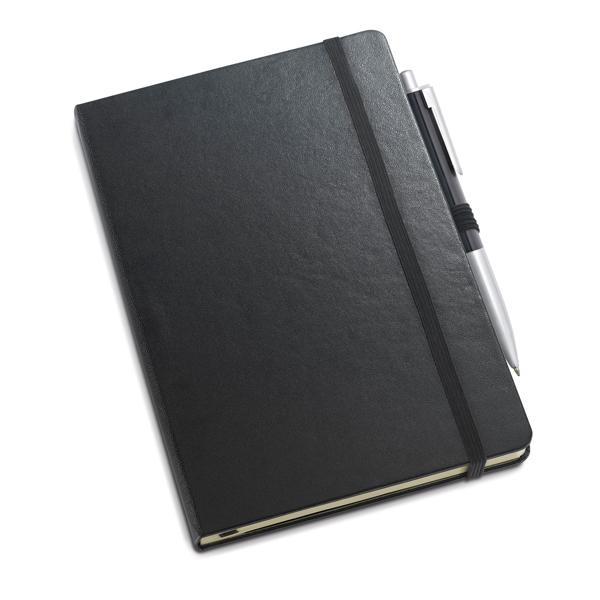Kit de caderno e esferográfica